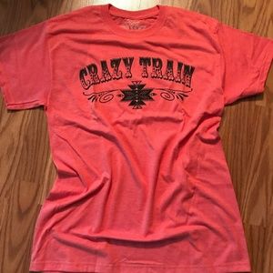 Crazy Train Coral Pink PROMO tee shirt large